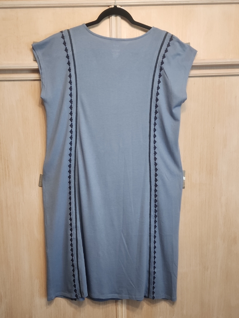 J.jill Women's Embroidered V-Neck Dress Blue SZ MT - Picture 3 of 5